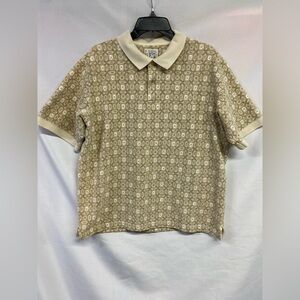 Field Gear Men's Beige Patterned Polo Shirt Short Sleeve Cotton Large